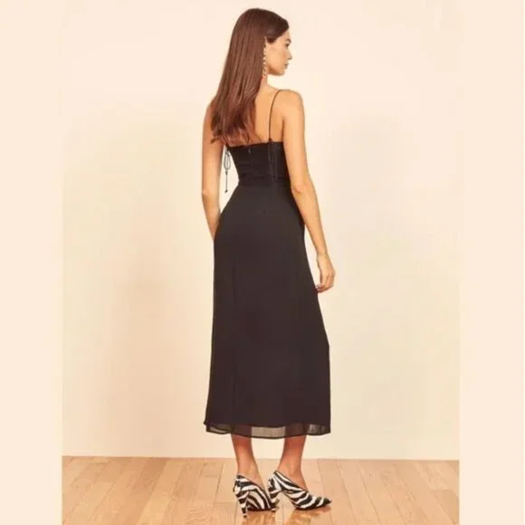 NWT Reformation Kourtney Dress Black - Size 6 - Picture 3 of 6